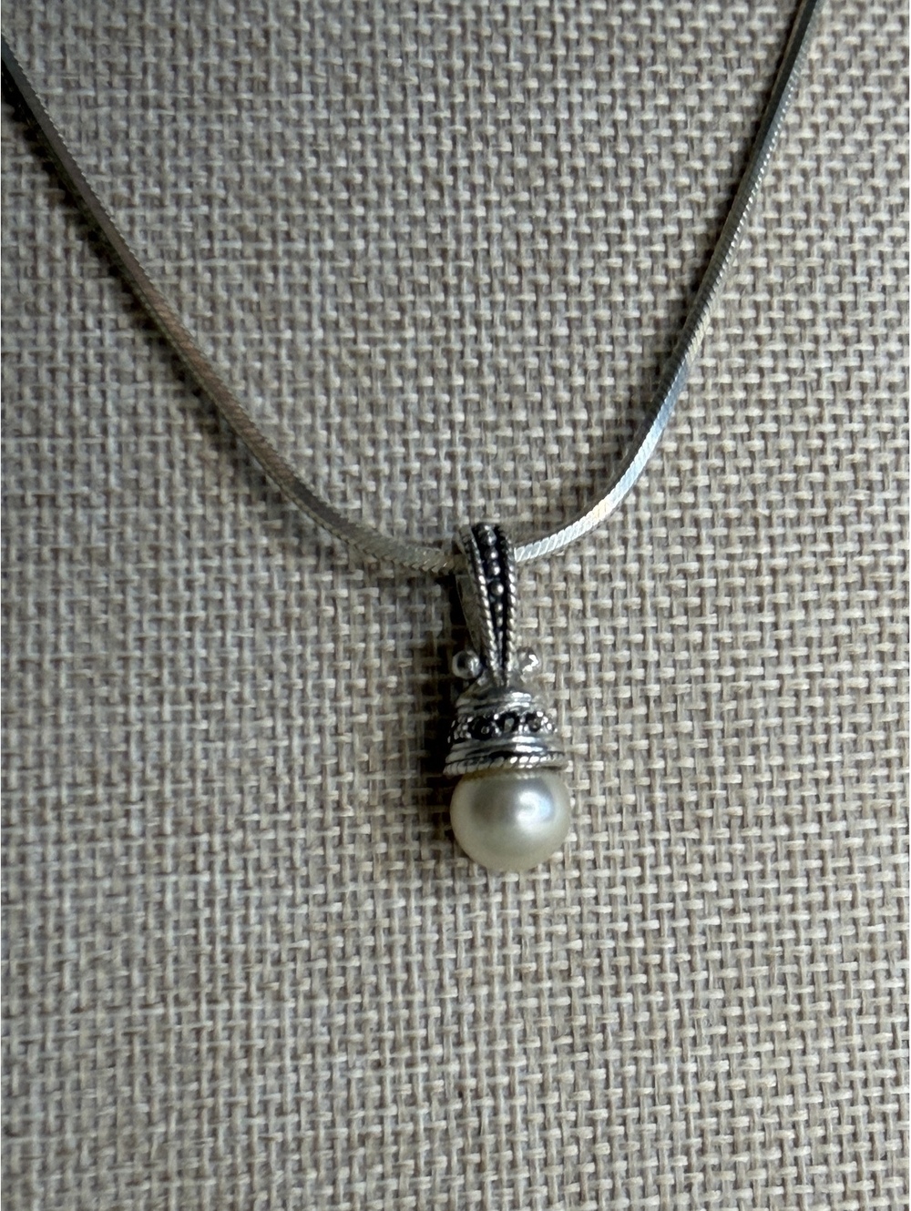 Retired Silpada S0827 Sterling Silver White Freshwater Pearl Drop Pendant Charm